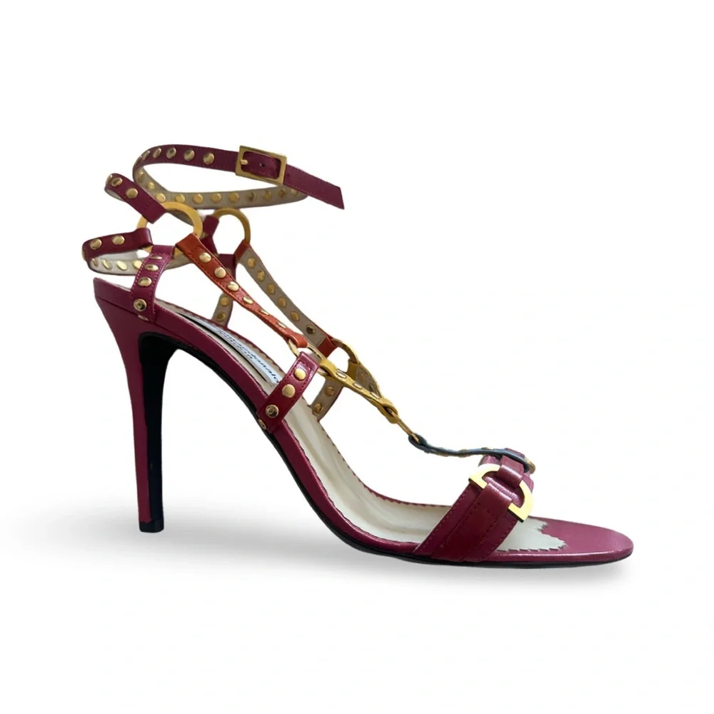 Julien Macdonald Elegant Strappy Heels - Pink & Gold - Picture 2 of 7